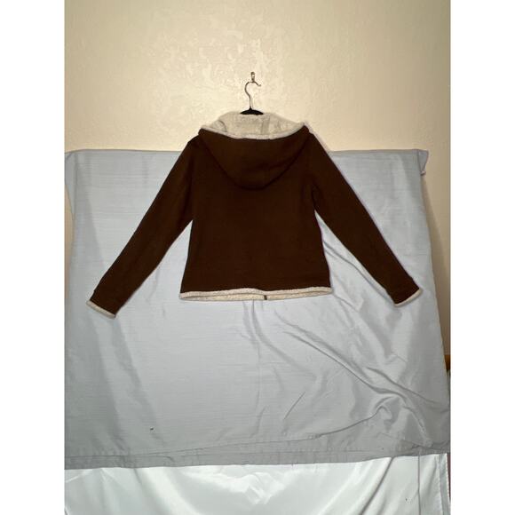 Kuhl size M jacket brown/cream zip up hooded soft cozy **flaws see photos - Picture 2 of 10
